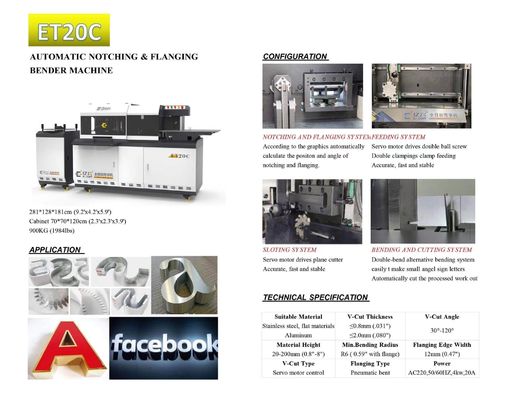 EJON ET20C V-Schneidmaschine ohne Trimmschreibmaschine für Edelstahl und Aluminium